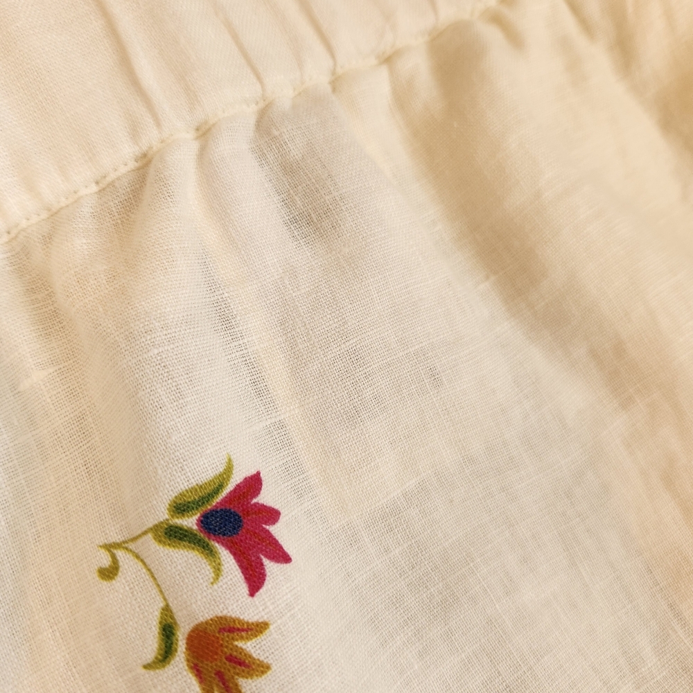 Johnny Was Pants L Ivory 100% Linen Soller Wide Leg Embroidered Boho New $225 - Picture 16 of 16